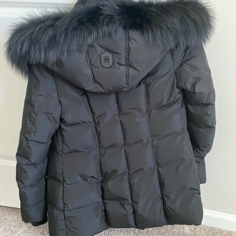 Black Fur Mackage Trim Down Coat